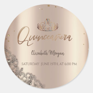 Adesivo Redondo Tiara Diamantes Cooper Quinceañera