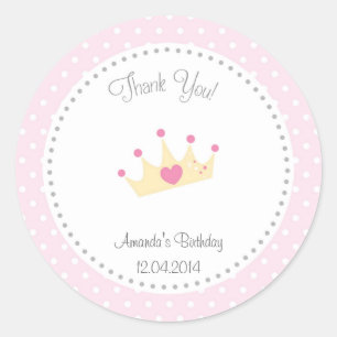 Adesivo Redondo Tiara Little Princess Birthday Sticker