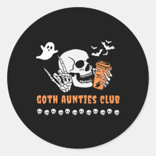 Adesivo Redondo Tias Góthicas Clube Tia Halloween Sinistro Gótico