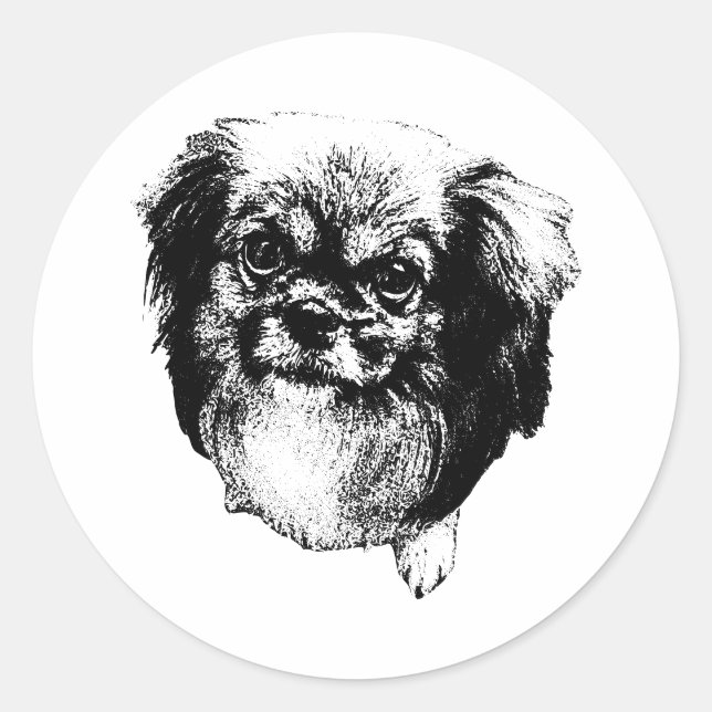 Adesivo Redondo Tibetan Spaniel Sticker – Calm Ink Portrait (Frente)