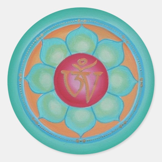Adesivo Redondo Tibetano Lotus Mandala (Frente)