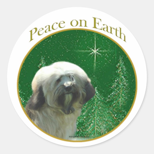 Adesivo Redondo Tibetano Terrier Peace (Frente)
