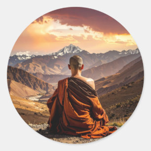 Adesivo Redondo Tibete - Budismo - Meditação