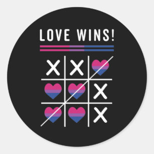 Adesivo Redondo Tic Tac Toe Love ganha orgulho bissexual LGBTQ