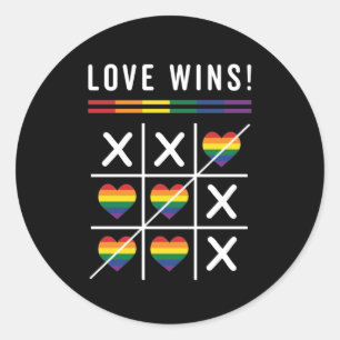 Adesivo Redondo Tic Tac Toe Love ganha Orgulho gay LGBTQ