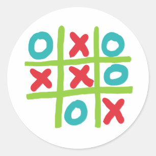 Adesivo Redondo Tic-tac-toe Noughts e Cruzes