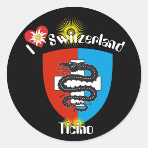 Adesivo Redondo Ticino Schweiz Suisse Svizzera Svizra Aufkleber