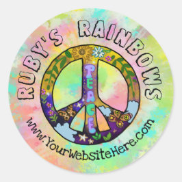 Adesivo Redondo Tie-Dye Art e Bohemian Appreal Business