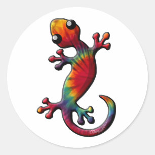 Adesivo Redondo Tie Dye Gecko Lizard