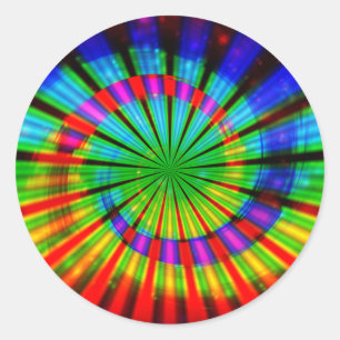 Adesivo Redondo Tie-Dye Groovy Rainbow