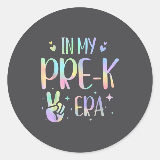 Adesivo Redondo Tie Dye In My Pre-k Era  (Frente)