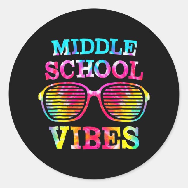 Adesivo Redondo Tie Dye MidSchool Vibes Professora De Volta (Frente)