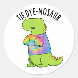 Adesivo Redondo Tie-dye-nosaur Punho Divertido de Dinossauro