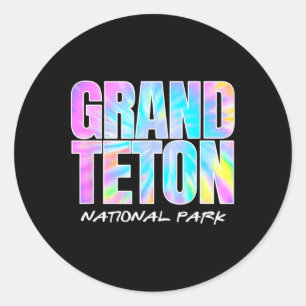 Adesivo Redondo Tie Dye Parque Nacional Grand Teton Wyoming Crianç