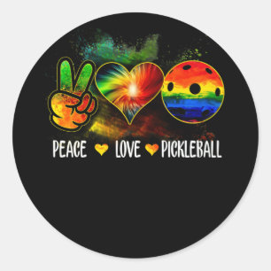 Adesivo Redondo Tie Dye Peace Love Pickleball Lover