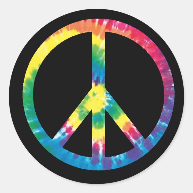 Adesivo Redondo Tie dye peace sign 2 (Frente)