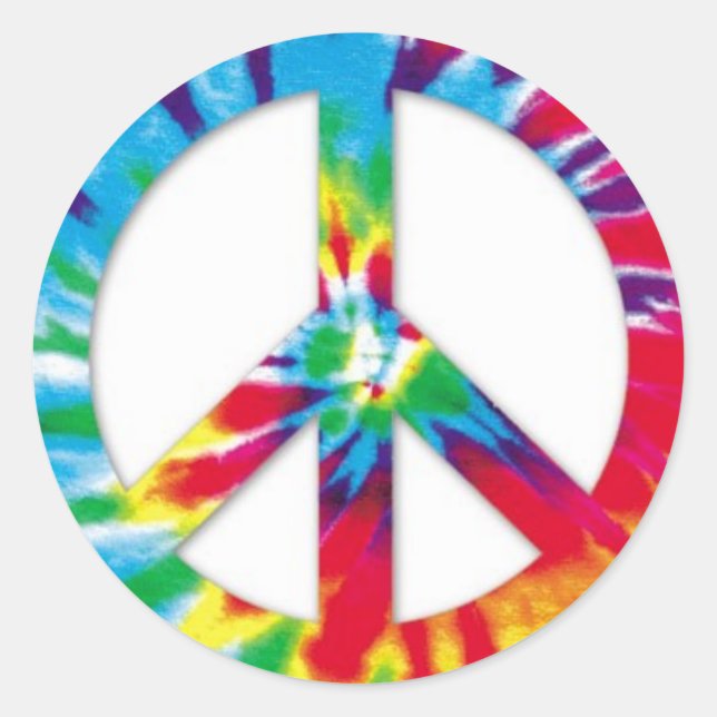 Adesivo Redondo Tie Dye Peace Stickers (Frente)