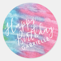 Tie Dye Pink Feliz Aniversário Personalizado