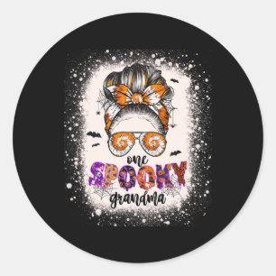 Adesivo Redondo Tie Dye Spooky Vovó Halloween Monster Messy Bun