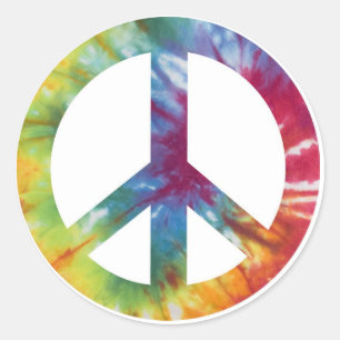 Adesivo Redondo Tie Dyed Peace Sign
