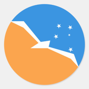 Adesivo Redondo Tierra Del Fuego Flag. Patagônia, Argentina