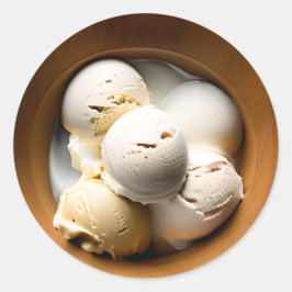 Adesivo Redondo Tigela da Sorvete da Vanilla