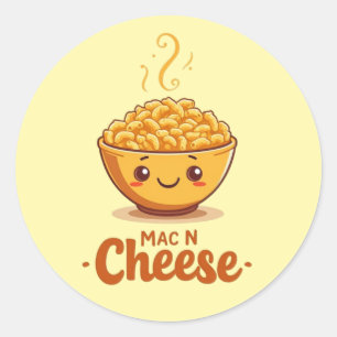 Adesivo Redondo Tigela Fofa Mac N Cheese