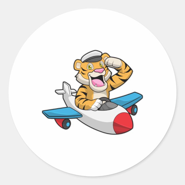 Adesivo Redondo Tiger como piloto no avião (Frente)