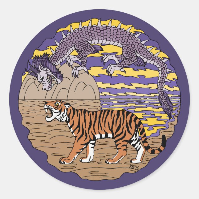 Adesivo Redondo Tiger e Dragon (Frente)