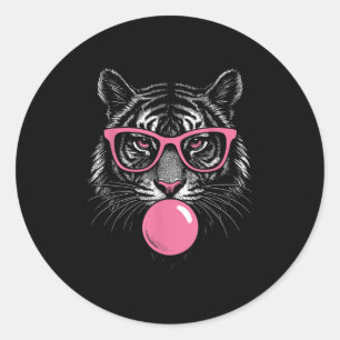 Adesivo Redondo Tiger Face Nk Pulga Selva Selva Animal Selva Gir
