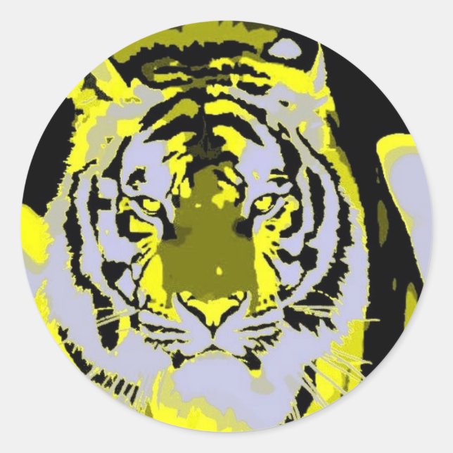 Adesivo Redondo Tiger Face Pop Art (Frente)