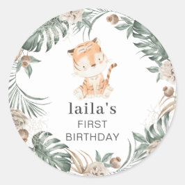 Adesivo Redondo Tiger Floral Greenery Round