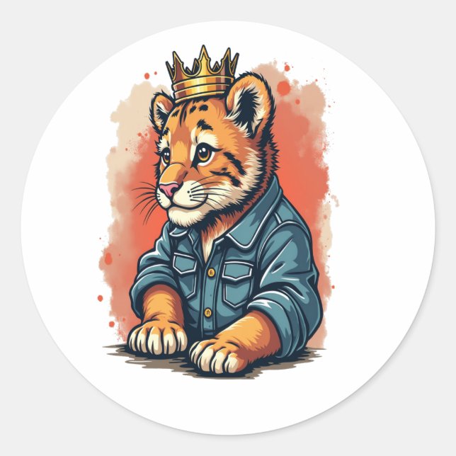 Adesivo Redondo Tiger King Crown Prince (Frente)