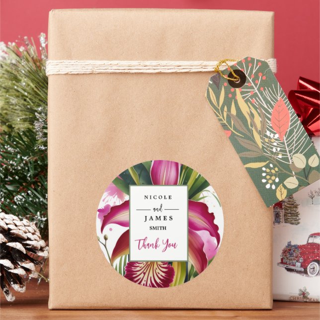 Adesivo Redondo Tiger Lily Elegant Floral (Feriado)