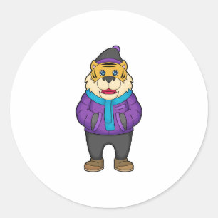 Adesivo Redondo Tiger Scarf Beanie