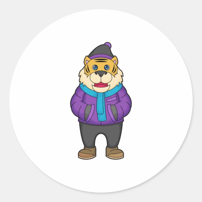 Adesivo Redondo Tiger Scarf Beanie (Frente)