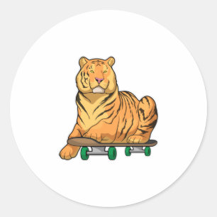 Adesivo Redondo Tiger Skater Skateboard