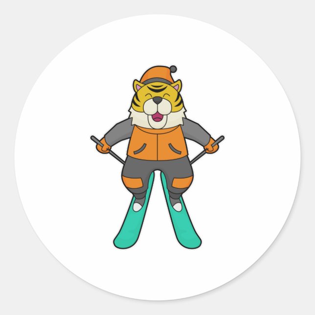 Adesivo Redondo Tiger Skier Ski (Frente)