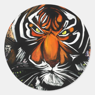 Adesivo Redondo Tiger Stare