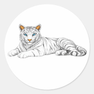 Adesivo Redondo tiger sticker. Bright burning eyes are watching