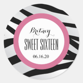 Adesivo Redondo TIGER Sweet XVI 16 PINK PRETO V10 Personalizado