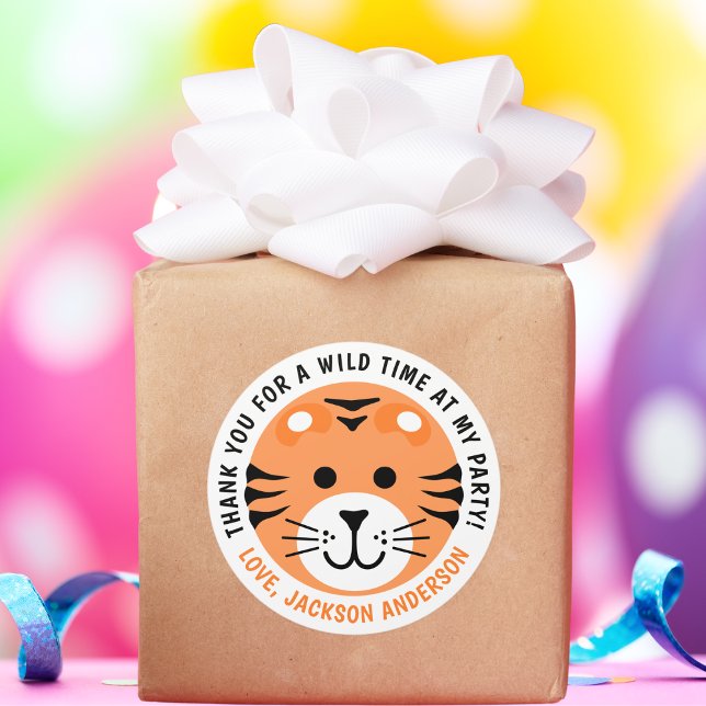 Adesivo Redondo Tiger Wild One Jungle Safari Animal Aniversário de (Criador carregado)