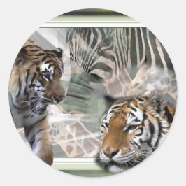 Adesivo Redondo Tiger, Zebra, Girafa, Presentes De Amantes