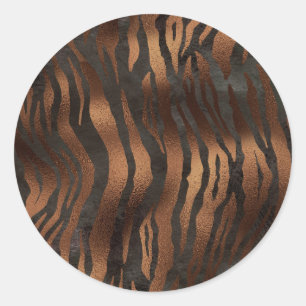 Adesivo Redondo Tigre Bronze Preto Elegante Chique Estiloso