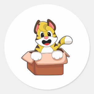 Adesivo Redondo Tigre com caixa