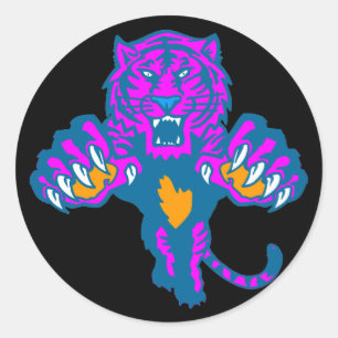 Adesivo Redondo Tigre Corey Tiger 80s Vintage Feroz Tigrão Saltand