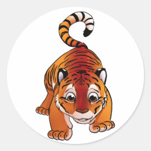 Adesivo Redondo Tigre Cub alaranjado