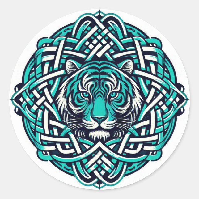 Adesivo Redondo Tigre De Teal Arredondado Celta (Frente)