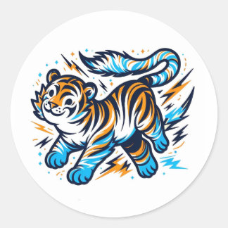 Adesivo Redondo Tigre Elétrico