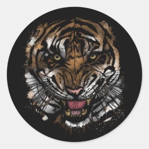 Adesivo Redondo Tigre Face